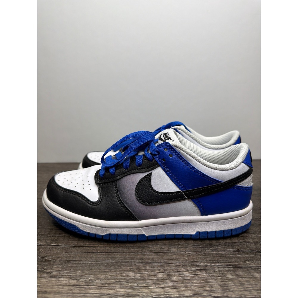 Nike Dunk Low Boys Size 4Y Blue Black White Grey Gradient Streetwear EUC